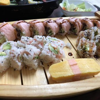 Sushi Zone - Beef teriyaki roll, frying snapper roll, shrimp California roll, egg nigiri. All wrapped in soy paper as requested. - Sushi Bars Near Me - Eastpointe, Michigan