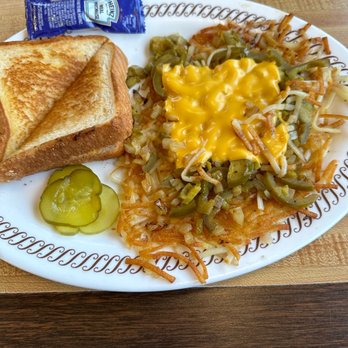 Waffle House - Hash browns with cheese, jalapeños and onions and grilled cheese - Breakfast & Brunch Near Me - Albany, Georgia Waffle House - Hash browns with cheese, jalapeños and onions and grilled cheese - Breakfast & Brunch Near Me - Albany, Georgia