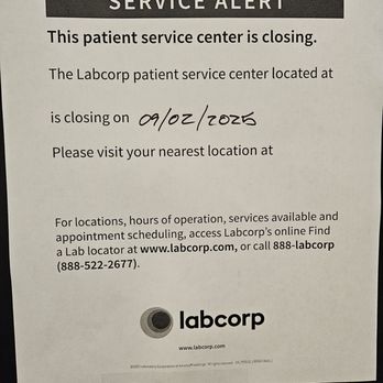 Labcorp - Taped to their door. That's how I found out that they canceled my appointment without notifying me. - Laboratory Testing Near Me - Miami, Florida Labcorp - Taped to their door. That's how I found out that they canceled my appointment without notifying me. - Laboratory Testing Near Me - Miami, Florida
