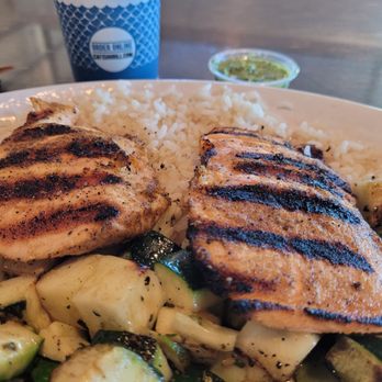 California Fish Grill - Grilled salmon  zucchini  white rice = butter butter butter - Seafood Near Me - Mesa, Arizona