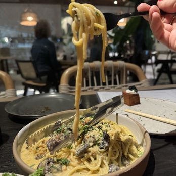PLANTA South Beach - SPAGHETTINI CARBONARA - I never once missed having real cheese carbonara - I want to try and make this vegan option at home now!!! - Vegetarian Near Me - Miami Beach, Florida PLANTA South Beach - SPAGHETTINI CARBONARA - I never once missed having real cheese carbonara - I want to try and make this vegan option at home now!!! - Vegetarian Near Me - Miami Beach, Florida