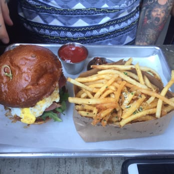 Blackbird Tavern - The Raven burger with a side of fries. - Gastropubs Near Me - Temecula, California