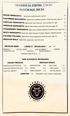 Menu photo 2 Sonoritas Prime Tacos Los Angeles, CA