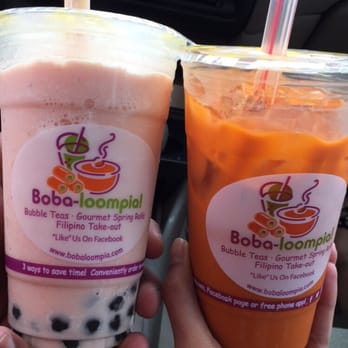 Bobaloompia - Strawberry banana (left), Thai Milk Tea (right) - Bubble Tea Near Me - Tyler, Texas