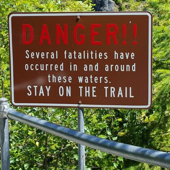 Lava Canyon - Please dont take this sign lightly! My friends son lost his life on our hike. - Hiking Near Me - Cougar, Washington