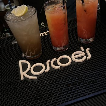 Roscoe's Tavern -  three drinks on a bar - Gay Bars Near Me - Chicago, Illinois