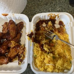 Over sauce and salty rice very sticky