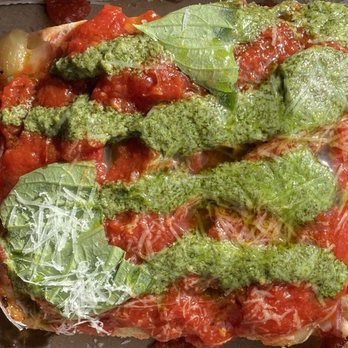 Frico on 2nd - Pesto striped square from Frico on Second - Pizza Near Me - New York, New York Frico on 2nd - Pesto striped square from Frico on Second - Pizza Near Me - New York, New York