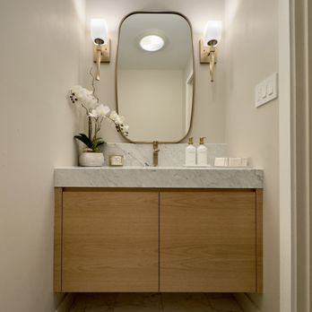 LA Marble And Granite - Carrara marble countertop in the powder room. - Countertop Installation Near Me - San Jose, California LA Marble And Granite - Carrara marble countertop in the powder room. - Countertop Installation Near Me - San Jose, California