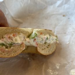 Plain bagel with vegetable cream cheese! Plain bagel with vegetable cream cheese!