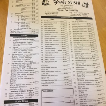 Yoshi Sushi - Menu - Japanese Near Me - Latham, New York