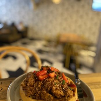 Punch Bowl Social - Chicken & Waffles Platter - Gastropubs Near Me - Austin, Texas Punch Bowl Social - Chicken & Waffles Platter - Gastropubs Near Me - Austin, Texas