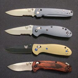 Benchmade folding pocket knives.