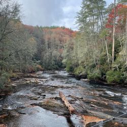 Swinging Bridge On The Toccoa River - View from the bridge