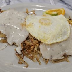 Pointe Royale Grill - Food - Sloppy Biscuit , Egg over easy