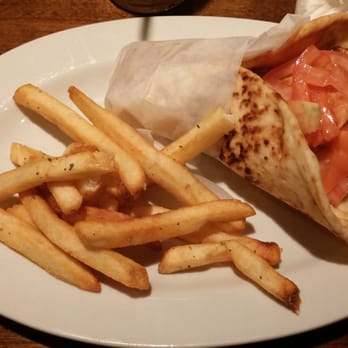 Sofia's Mediterranean Grill - Chicken souvlaki with fries (sorry, I had already started eating it before I took the pic. It was THAT inviting) - Greek Near Me - Hasbrouck Heights, New Jersey