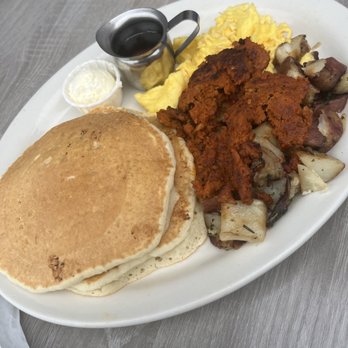 Millie's Cafe - Pasadena - Pancakes, scrambled eggs, potatoes and chorizo. - Breakfast & Brunch Near Me - Pasadena, California Millie's Cafe - Pasadena - Pancakes, scrambled eggs, potatoes and chorizo. - Breakfast & Brunch Near Me - Pasadena, California
