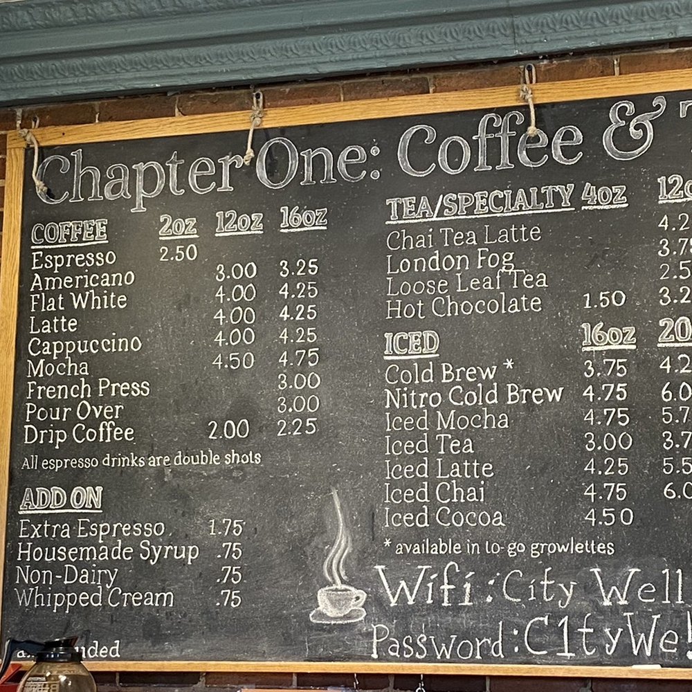 Chapter One Coffee And Tea - Menu - Coffee & Tea Near Me - Plattsburgh, New York Chapter One Coffee And Tea - Menu - Coffee & Tea Near Me - Plattsburgh, New York