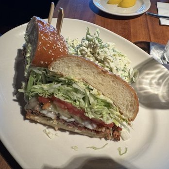 Hillstone Restaurant - Veggie burger and cole slaw. - New American Near Me - Winter Park, Florida Hillstone Restaurant - Veggie burger and cole slaw. - New American Near Me - Winter Park, Florida