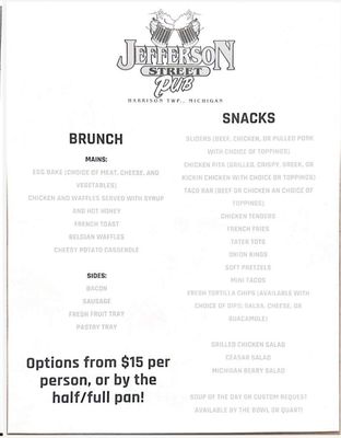Menu photo 2 Jefferson Street Pub Harrison Township, MI