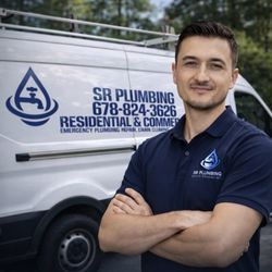 SR Plumbing - "Certified plumbing professional in a company service truck.
