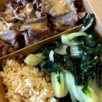 Yumami - Baby bok choy, beef, brown rice, sesame sauce - Japanese Near Me - Los Angeles, California Yumami - Baby bok choy, beef, brown rice, sesame sauce - Japanese Near Me - Los Angeles, California