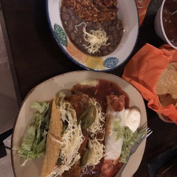 Hacienda - La Hacienda plate: taco, two enchiladas, burrito, rice, refried beans - Mexican Near Me - Darmstadt, HE Hacienda - La Hacienda plate: taco, two enchiladas, burrito, rice, refried beans - Mexican Near Me - Darmstadt, HE