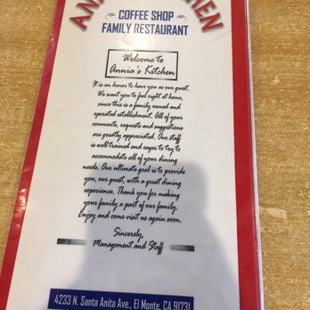 Annia's Kitchen - Menu - American Near Me - El Monte, California