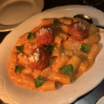 Gilt Bar - Vodka Rigatoni with meatballs - New American Near Me - Chicago, Illinois Gilt Bar - Vodka Rigatoni with meatballs - New American Near Me - Chicago, Illinois