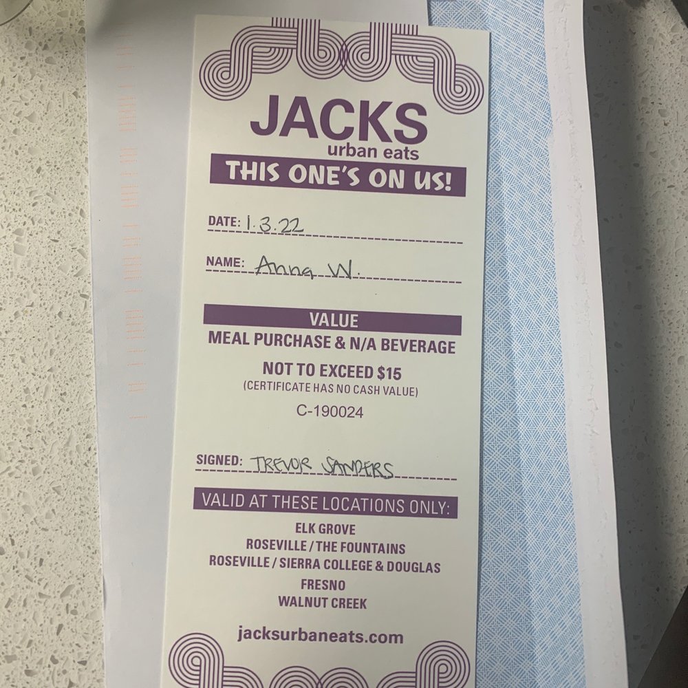 Jacks Urban Eats - "We know you spent $25 for your salad but we will only reimburse for $15 the other $10 simple doesn't matter" - New American Near Me - Roseville, California Jacks Urban Eats - "We know you spent $25 for your salad but we will only reimburse for $15 the other $10 simple doesn't matter" - New American Near Me - Roseville, California