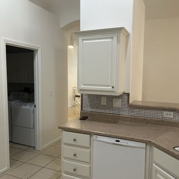 Vegas Brushworks - Kitchen cabinets used to be oak color - Painters Near Me Vegas Brushworks - Kitchen cabinets used to be oak color - Painters Near Me