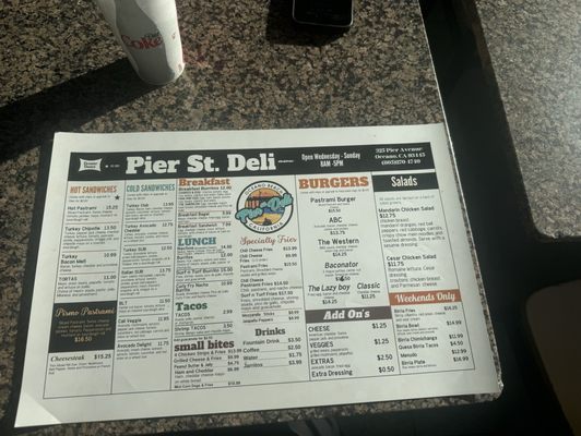 Menu photo 4 Pier St Deli Oceano, CA Menu photo 4 Pier St Deli Oceano, CA
