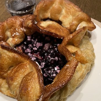 The Little Diner - Pannekoeken (Dutch baby) with blueberries. Sunk a little in the takeout box but still good! - Diners Near Me - Vail, Colorado The Little Diner - Pannekoeken (Dutch baby) with blueberries. Sunk a little in the takeout box but still good! - Diners Near Me - Vail, Colorado