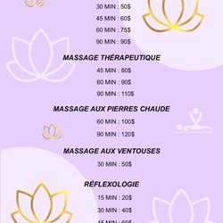 Massothérapie Détente Royale - Prix des services