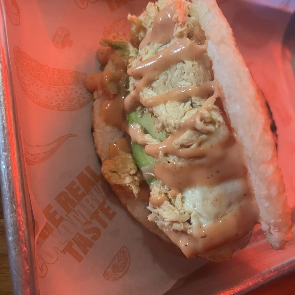 La Chararreria - Desmechada de pollo arepa - Burgers Near Me - Bergenfield, New Jersey La Chararreria - Desmechada de pollo arepa - Burgers Near Me - Bergenfield, New Jersey