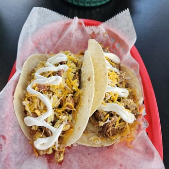 Tacos Wey & Grill - 2 tacos one bacon and egg and the other was birria and egg. - Mexican Near Me - St Louis, Missouri