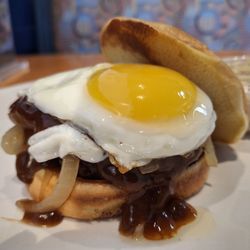 Fire Bowl Hibachi & Sushi - Burger Week! The Loco Moco! YASSSS! A delicious Hawaiian BBQ restaurant dish morphed into burger form. Messy and delicious.