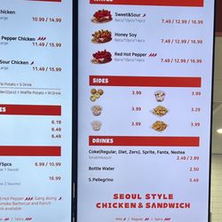 Wings and sides menu