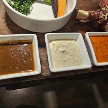Dewz Restaurant - Peppercorn, horseradish, and chimichurri sauces - New American Near Me - Modesto, California