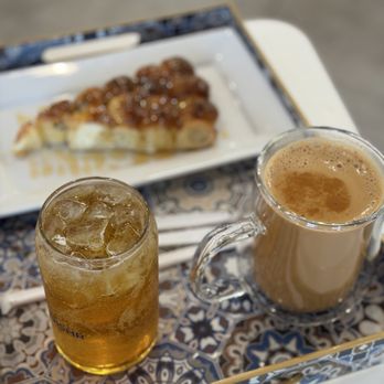 Qishr Coffee House - - honey comb bites with honey - adani tea - mango oasis refresher - Coffee & Tea Near Me - San Jose, California Qishr Coffee House - - honey comb bites with honey - adani tea - mango oasis refresher - Coffee & Tea Near Me - San Jose, California