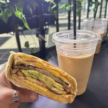 Everybody Eats - California Crunch Wrap Medium Praline Iced Latte - Coffee & Tea Near Me - Batavia, New York Everybody Eats - California Crunch Wrap Medium Praline Iced Latte - Coffee & Tea Near Me - Batavia, New York