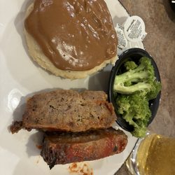 Top of The Viaduct Restaurant - Meatloaf, mashed potatoes and gravy and steamed broccoli