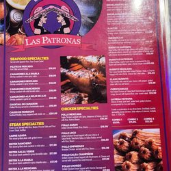 Las Patronas Mexican Restaurant  - Menu side 2