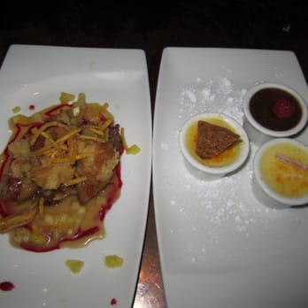 Palisade - left: warmed pineapple bread pudding, right: trio of crème brûlée - Seafood Near Me - Seattle, Washington Palisade - left: warmed pineapple bread pudding, right: trio of crème brûlée - Seafood Near Me - Seattle, Washington