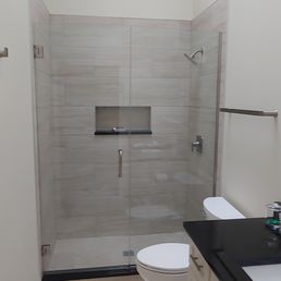 a bathroom with a skylight