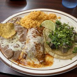 Burritos Jalisco - Chicken enchilada, tongue taco special.