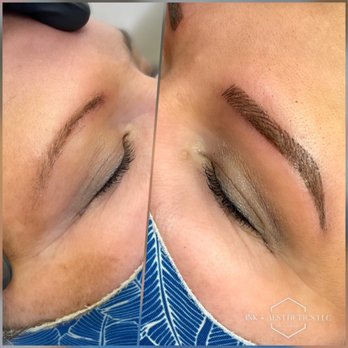 Ink and Aesthetics - Nano Brows (Hairstrokes concentrated at the bulb of brow and powdered in towards the tail). - Permanent Makeup Near Me - Hilo, Hawaii