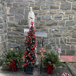 St Patrick's Catholic Church - Christmas set up outside of the side entrance