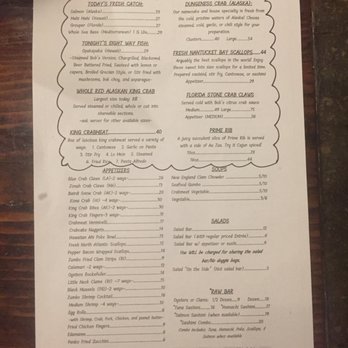 Bob Chinn's Crab House - Front of New Menu - Seafood Near Me - Wheeling, Illinois