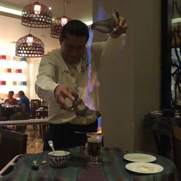 Flaming Mayan coffee expertly prepared by Mateo Flaming Mayan coffee expertly prepared by Mateo
